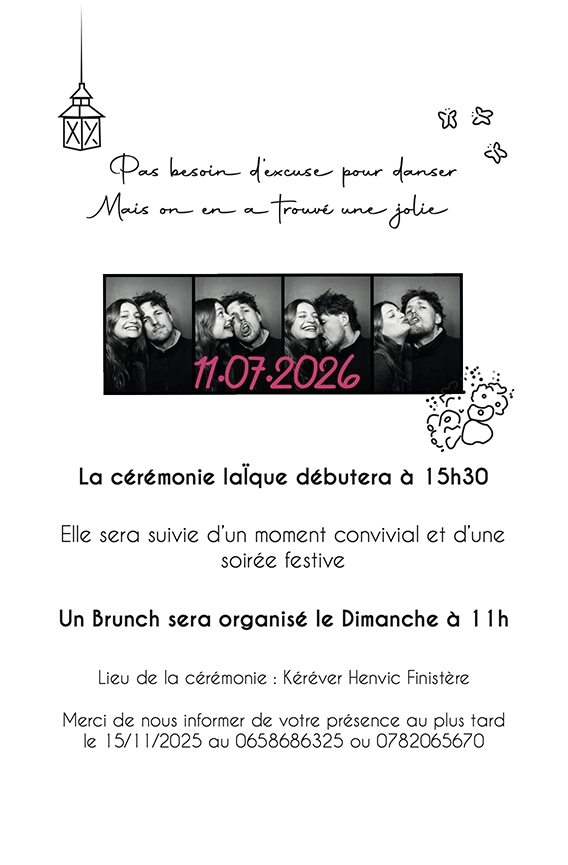 Faire part mariage verso